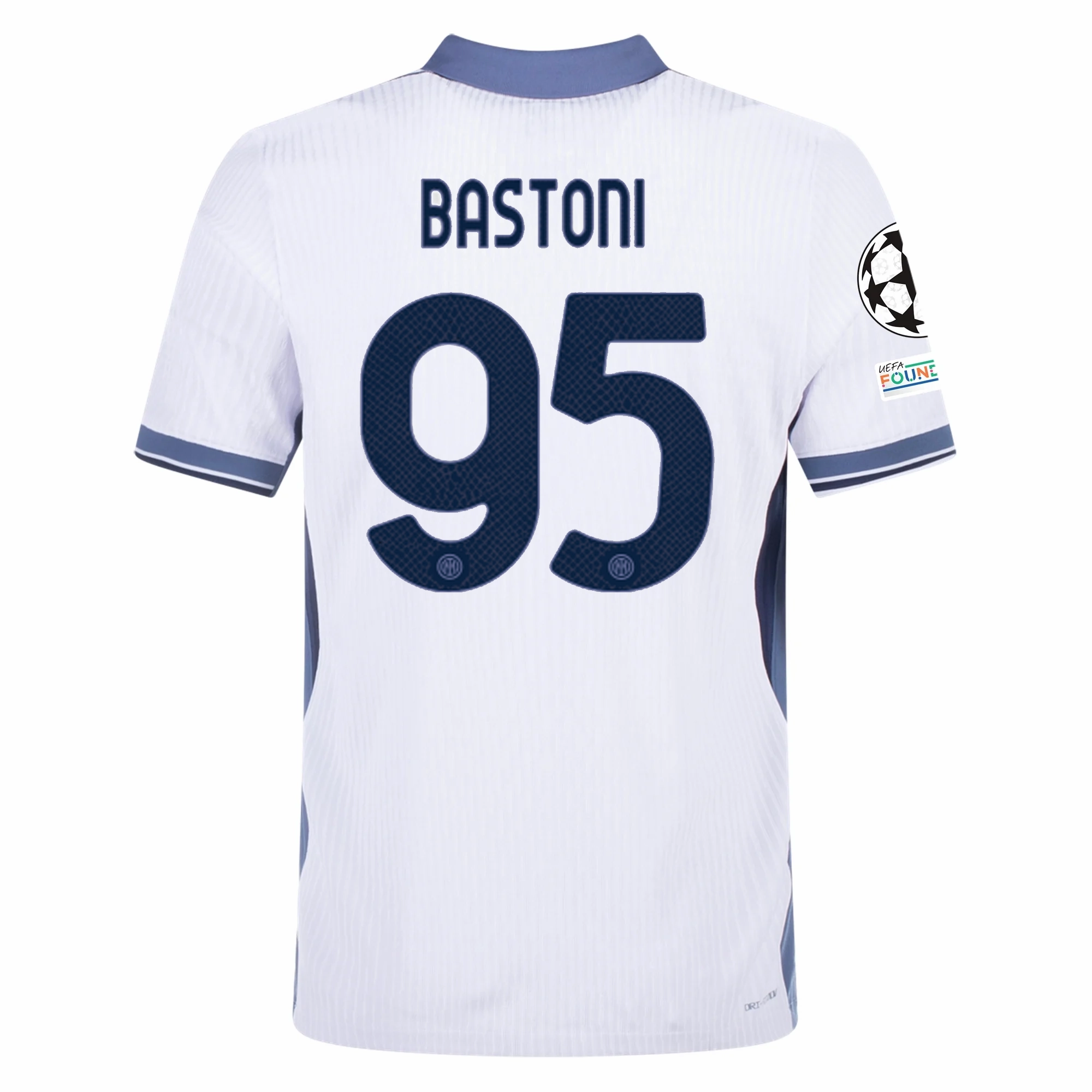 Nike Inter Milan Authentic Alessandro Bastoni Away Jersey w/ Champions League   Scudetto Patch 24/25 (White/Silver)
