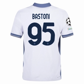 Nike Inter Milan Authentic Alessandro Bastoni Away Jersey w/ Champions League   Scudetto Patch 24/25 (White/Silver)