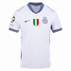 Nike Inter Milan Authentic Away Jersey w/ Champions League   Scudetto Patch 24/25 (White/Silver)