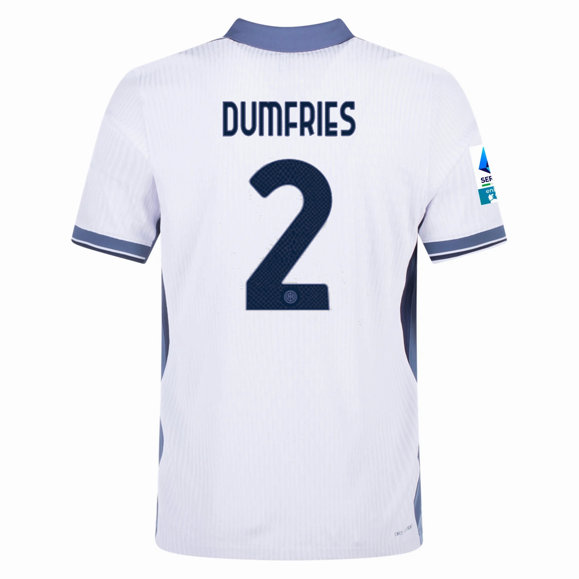 Nike Inter Milan Authentic Denzel Dumfries Away Jersey w/ Serie A   Scudetto Patch 24/25 (White/Silver)