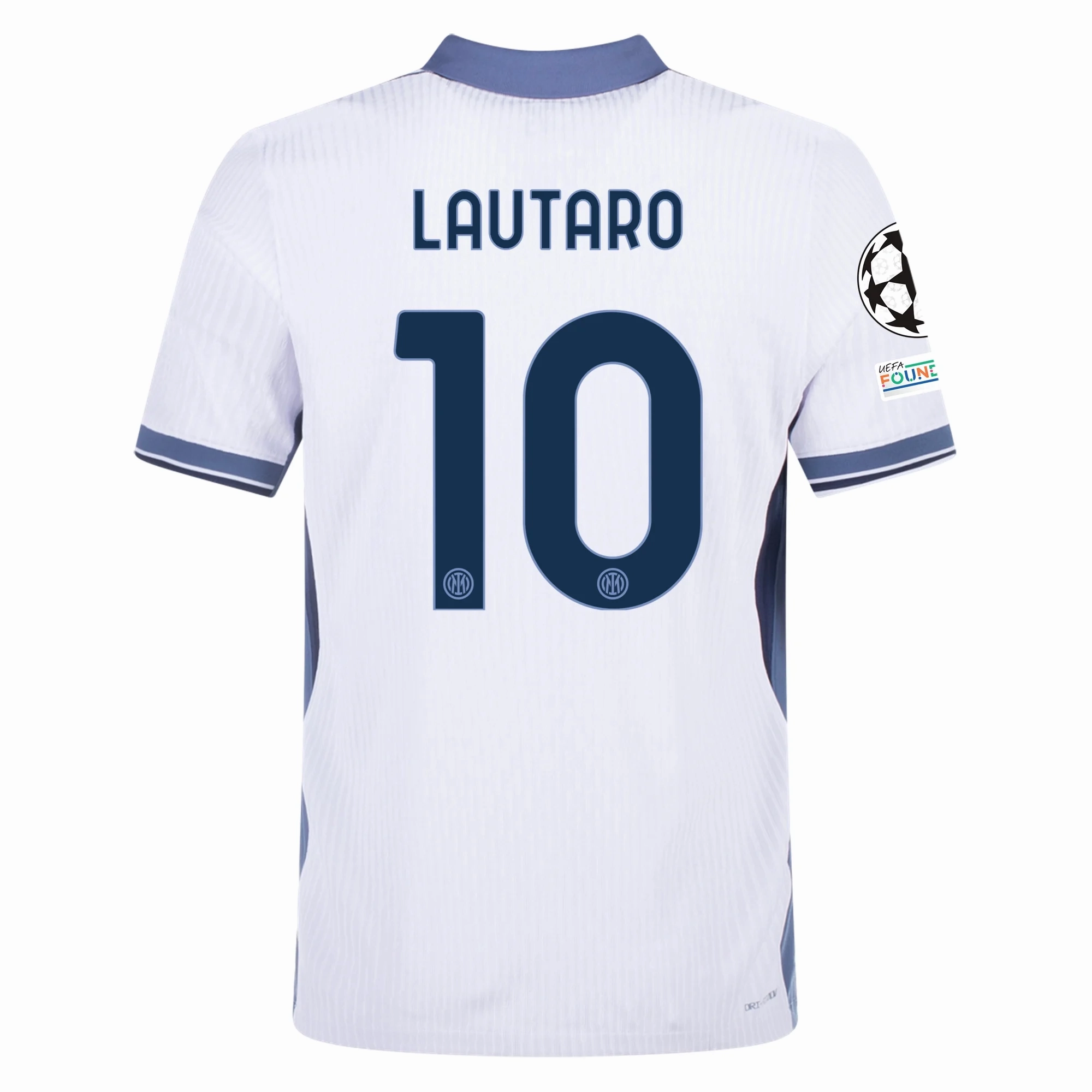 Nike Inter Milan Authentic Lautaro Martínez Away Jersey w/ Champions League   Scudetto Patch 24/25 (White/Silver)