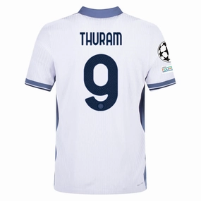 Nike Inter Milan Authentic Marcus Thuram Away Jersey w/ Champions League   Scudetto Patch 24/25 (White/Silver)