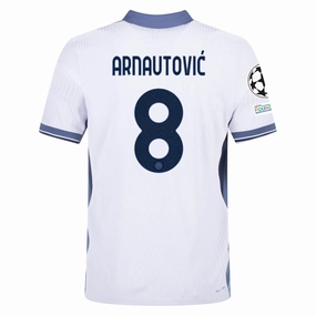 Nike Inter Milan Authentic Marko Arnautović Away Jersey w/ Champions League   Scudetto Patch 24/25 (White/Silver)