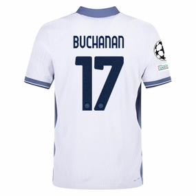 Nike Inter Milan Authentic Tajon Buchanan Away Jersey w/ Champions League   Scudetto Patch 24/25 (White/Silver)