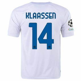 Nike Inter Milan Davy Klaassen Away Jersey w/ Champions League   Copa Italia Patches 23/24 (White/Lyon Blue)