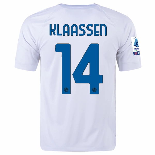 Nike Inter Milan Davy Klaassen Away Jersey w/ Series A   Copa Italia Patches 23/24 (White/Lyon Blue)