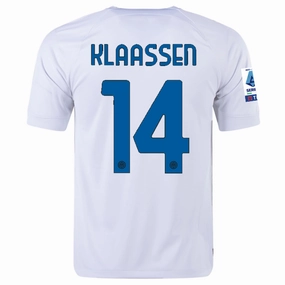 Nike Inter Milan Davy Klaassen Away Jersey w/ Series A   Copa Italia Patches 23/24 (White/Lyon Blue)