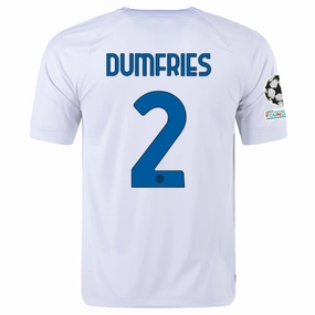 Nike Inter Milan Denzel Dumfries Away Jersey w/ Champions League   Copa Italia Patches 23/24 (White/Lyon Blue)