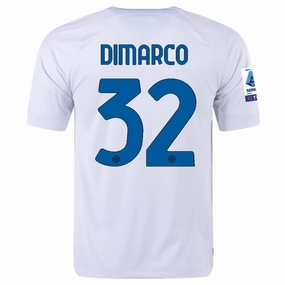 Nike Inter Milan Federico Dimarco Away Jersey w/ Series A   Copa Italia Patches 23/24 (White/Lyon Blue)