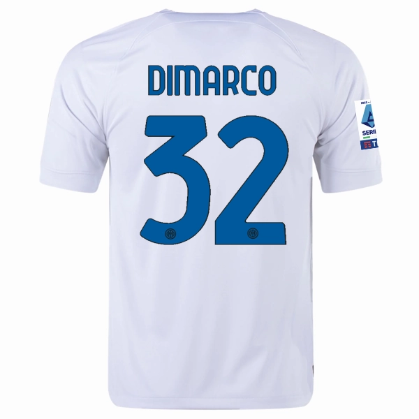 Nike Inter Milan Federico Dimarco Away Jersey w/ Series A   Copa Italia Patches 23/24 (White/Lyon Blue)