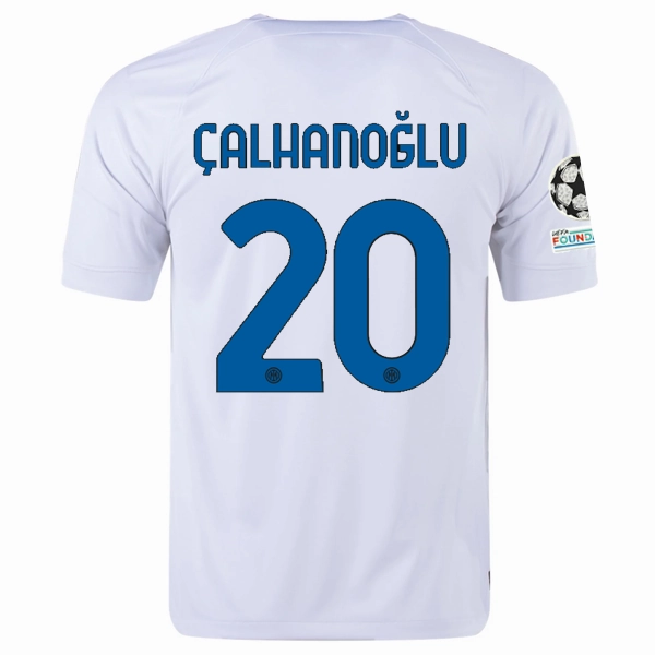 Nike Inter Milan Hakan Çalhanoğlu Away Jersey w/ Champions League   Copa Italia Patches 23/24 (White/Lyon Blue)