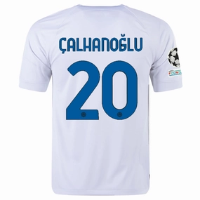 Nike Inter Milan Hakan Çalhanoğlu Away Jersey w/ Champions League   Copa Italia Patches 23/24 (White/Lyon Blue)