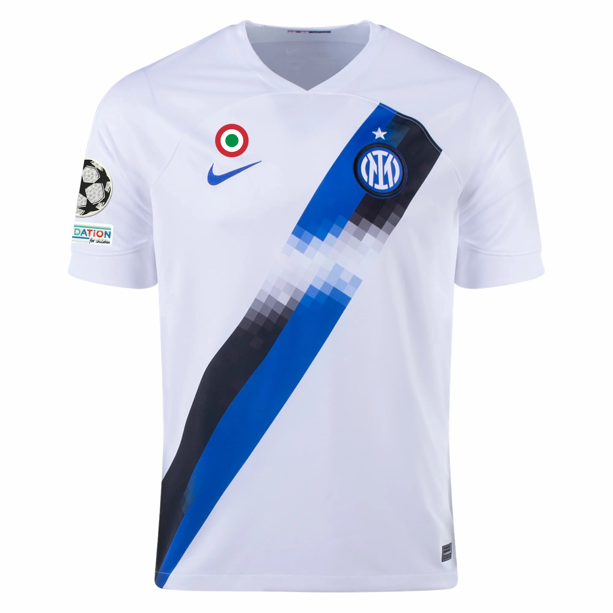 Nike Inter Milan Marco Arnautovic Away Jersey w/ Champions League   Copa Italia Patches 23/24 (White/Lyon Blue)