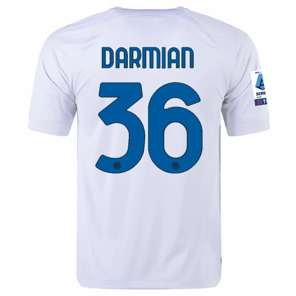 Nike Inter Milan Matteo Darmian Away Jersey w/ Series A   Copa Italia Patches 23/24 (White/Lyon Blue)