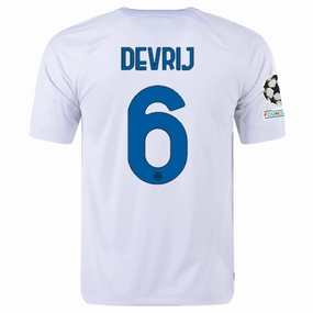 Nike Inter Milan Stefan de Vrij Away Jersey w/ Champions League   Copa Italia Patches 23/24 (White/Lyon Blue)
