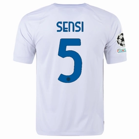 Nike Inter Milan Stefano Sensi Away Jersey w/ Champions League   Copa Italia Patches 23/24 (White/Lyon Blue)