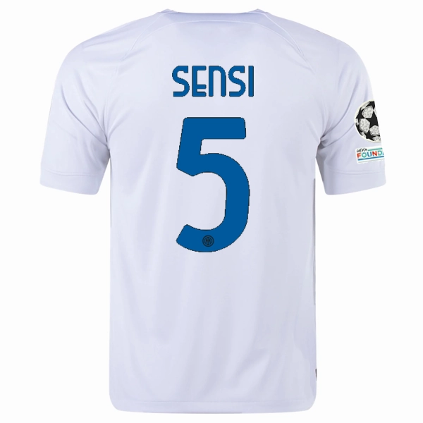 Nike Inter Milan Stefano Sensi Away Jersey w/ Champions League   Copa Italia Patches 23/24 (White/Lyon Blue)