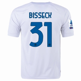 Nike Inter Milan Yann Aurel Bisseck Away Jersey w/ Series A   Copa Italia Patches 23/24 (White/Lyon Blue)