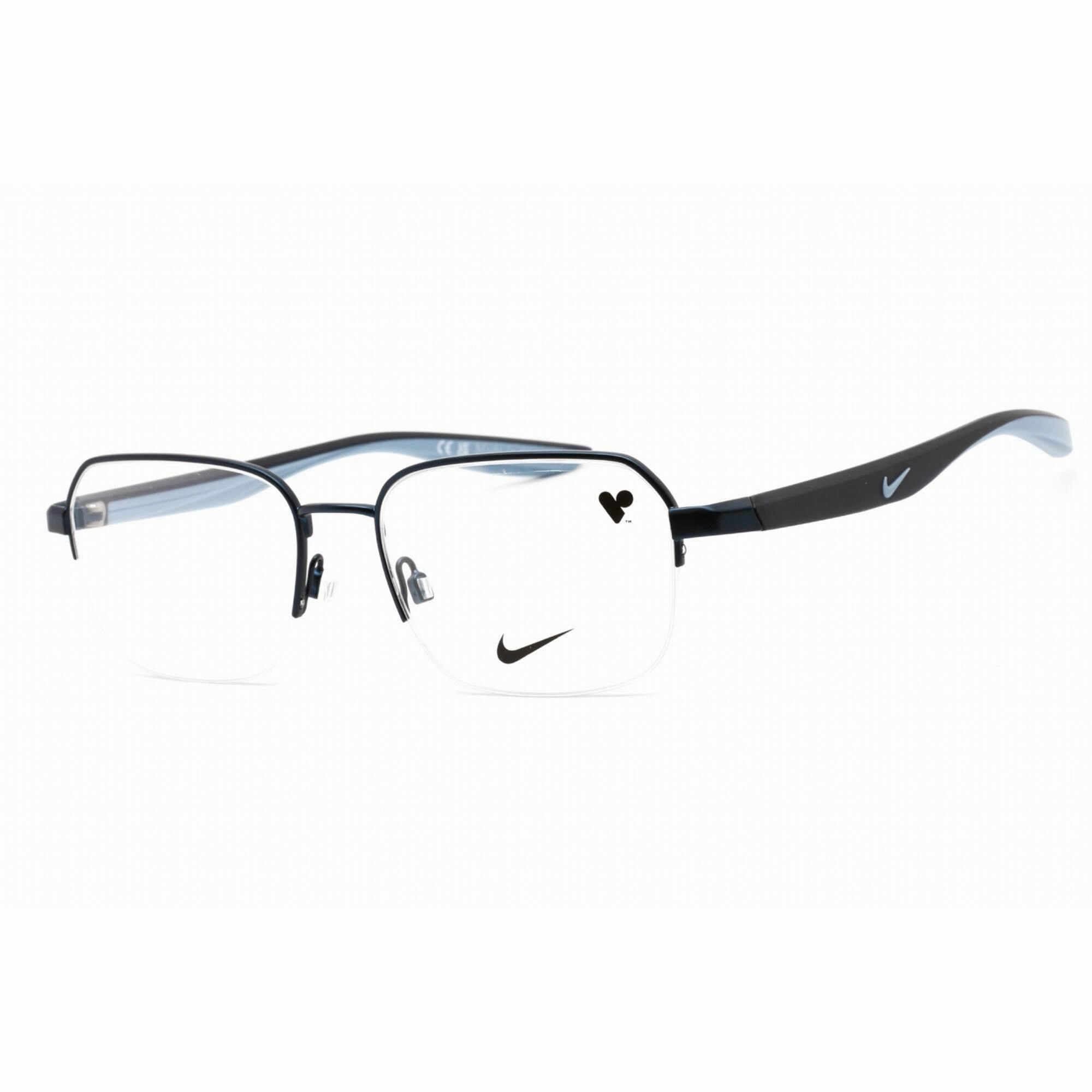 Nike Men's Eyeglasses - Half Rim Rectangular Satin Navy Metal Frame | NIKE 8152 410
