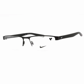 Nike Men's Eyeglasses - Satin Black/Black Rectangular Half Rim Frame | Nike 8137 001