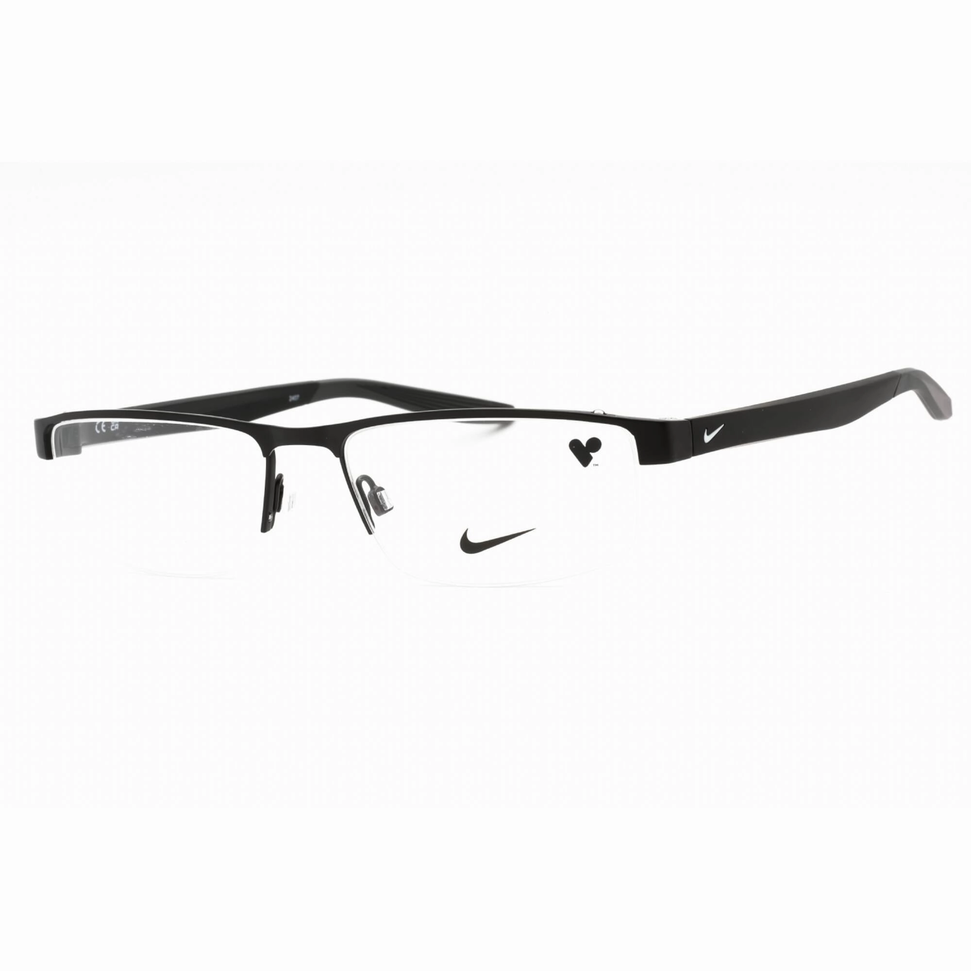 Nike Men's Eyeglasses - Satin Black/Black Rectangular Half Rim Frame | Nike 8137 001