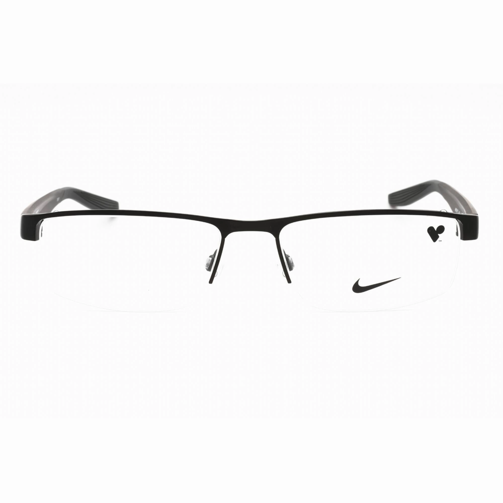 Nike Men's Eyeglasses - Satin Black/Black Rectangular Half Rim Frame | Nike 8137 001