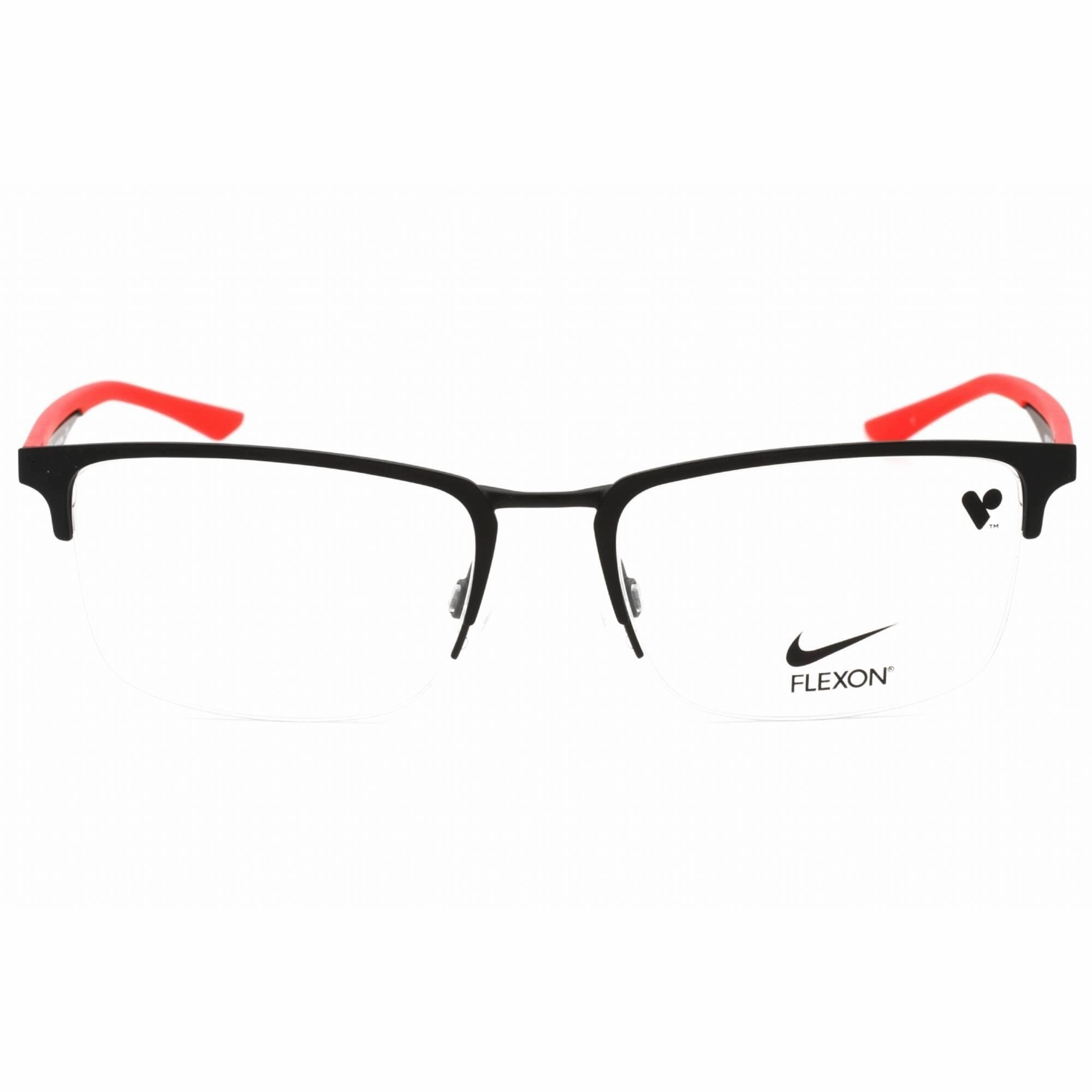 Nike Men's Eyeglasses - Satin Black/University Red Metal Rectangular | NIKE 4313 006