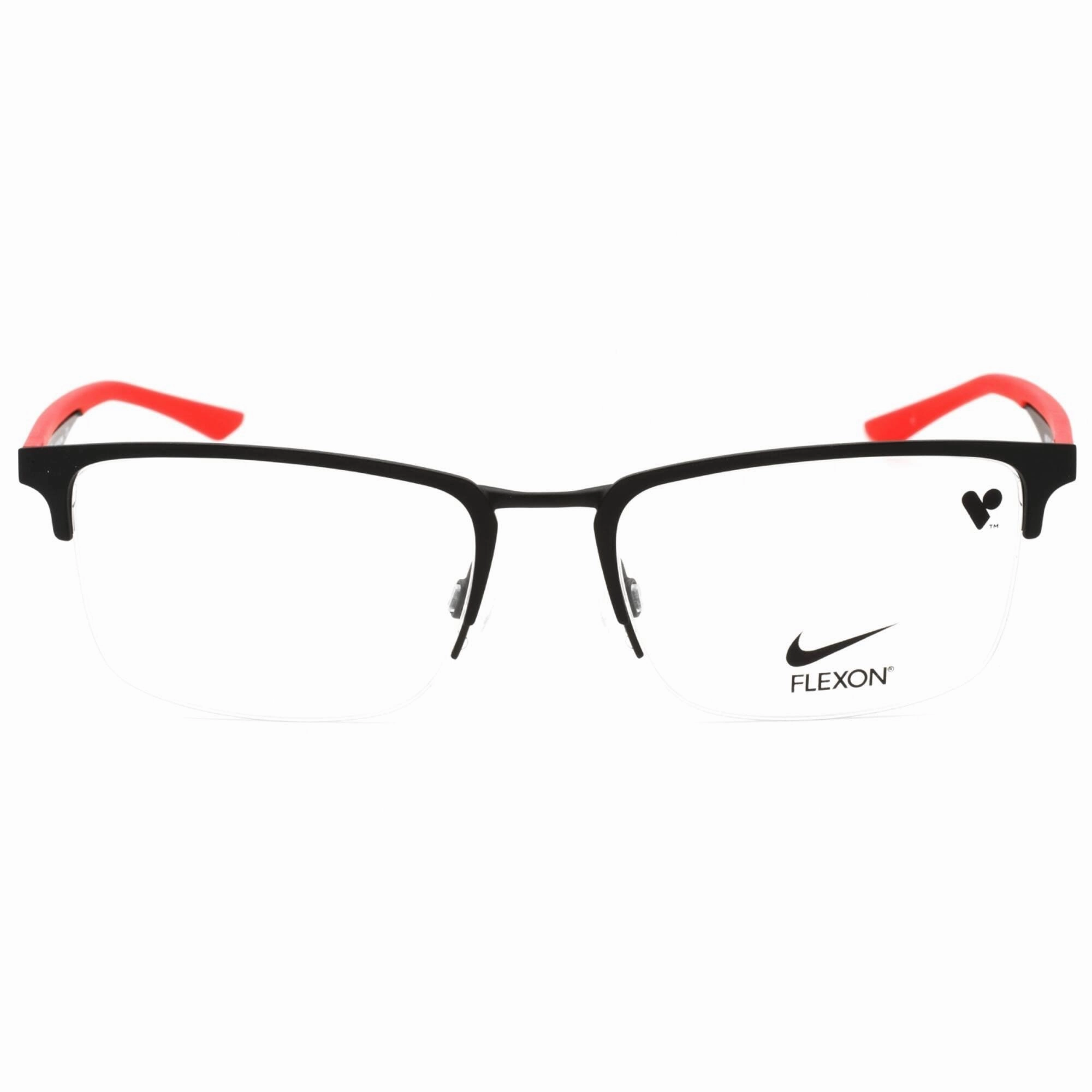Nike Men's Eyeglasses - Satin Black/University Red Metal Rectangular | NIKE 4313 006