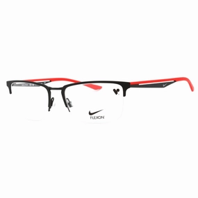 Nike Men's Eyeglasses - Satin Black/University Red Rectangular Frame | NIKE 4313 006