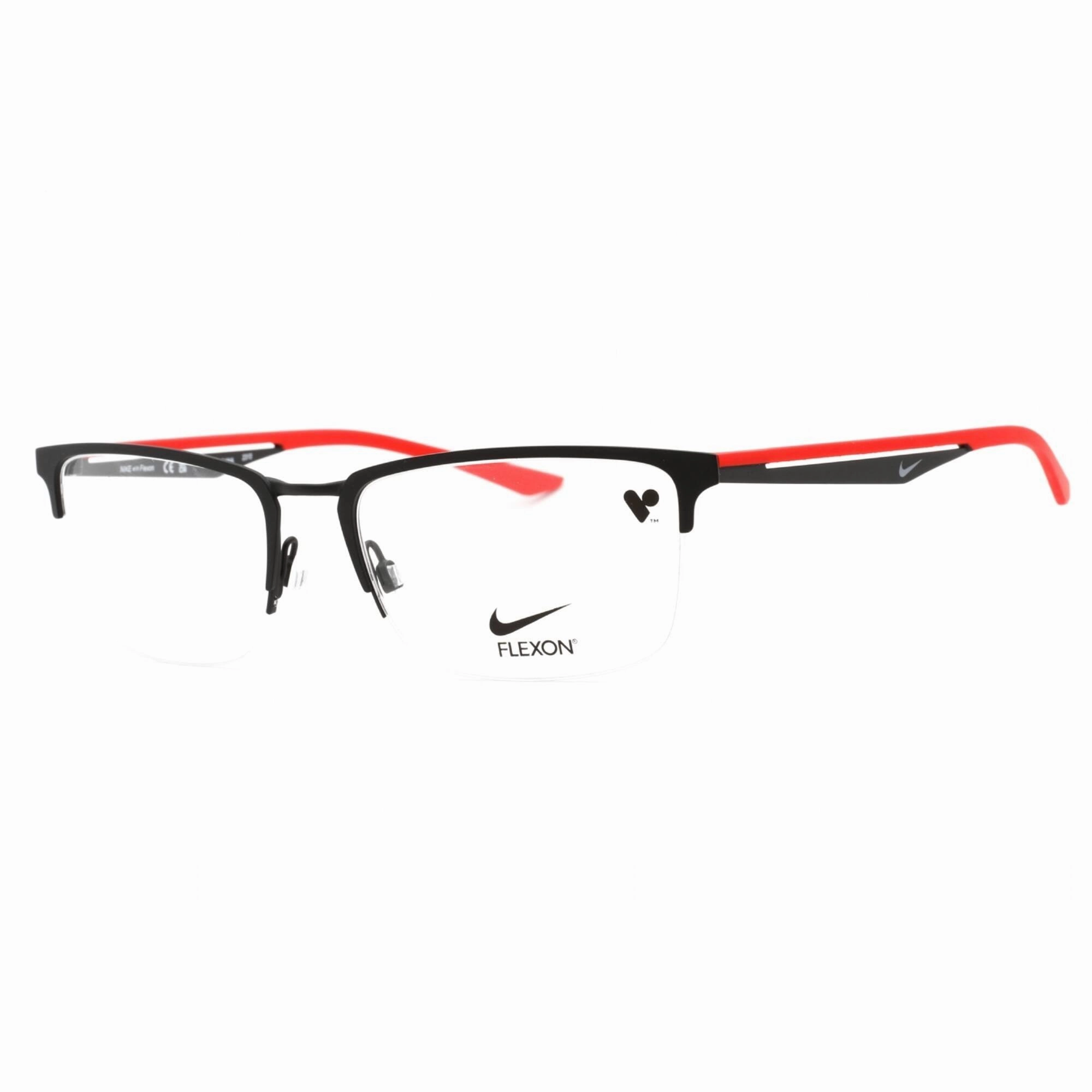 Nike Men's Eyeglasses - Satin Black/University Red Rectangular Frame | NIKE 4313 006