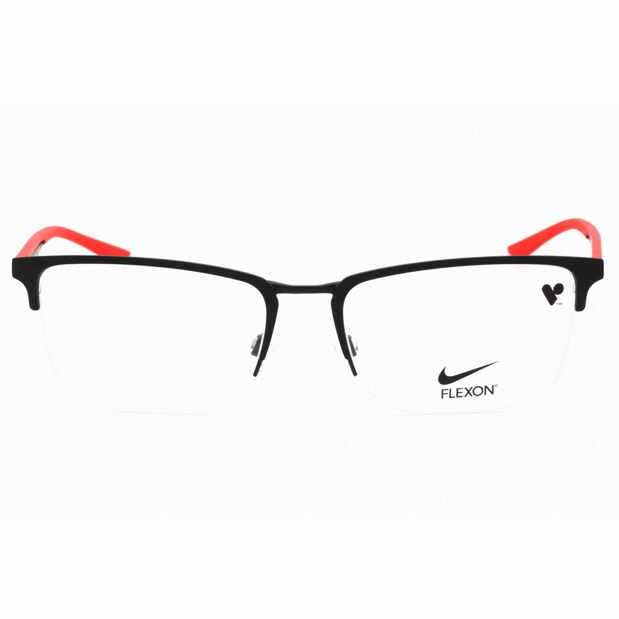 Nike Men's Eyeglasses - Satin Black/University Red Rectangular Frame | NIKE 4313 006