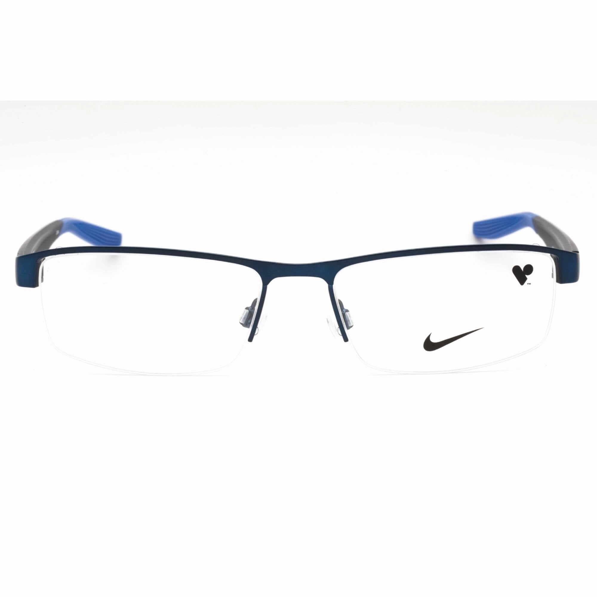 Nike Men's Eyeglasses - Satin Navy Blue Half Rim Rectangular Frame | Nike 8137 416