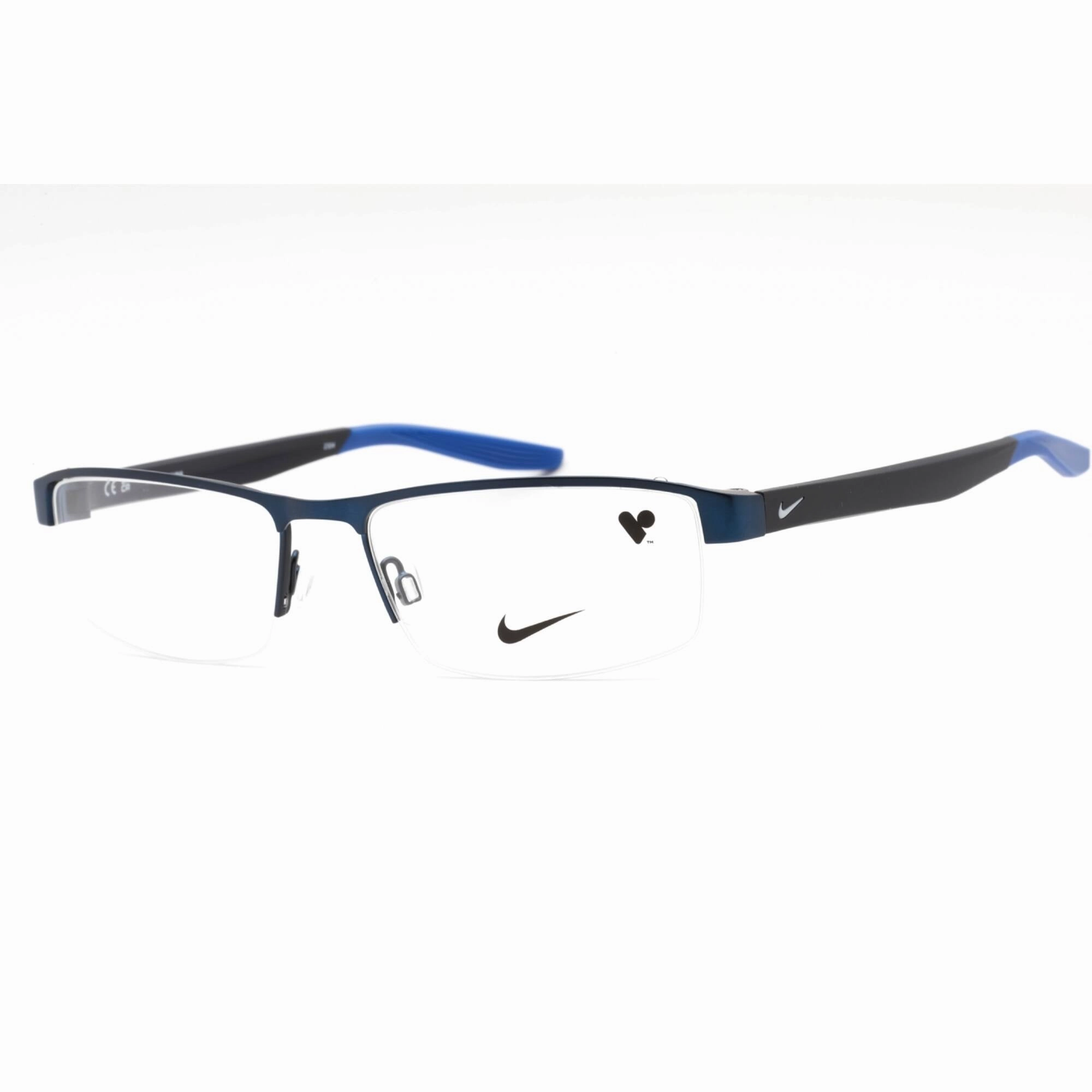 Nike Men's Eyeglasses - Satin Navy Blue Half Rim Rectangular Frame | Nike 8137 416