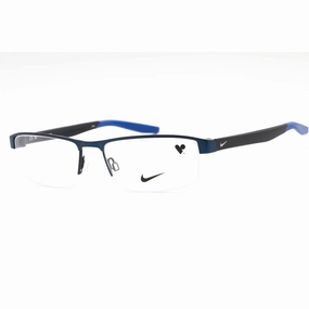 Nike Men's Eyeglasses - Satin Navy Blue Half Rim Rectangular Frame | Nike 8137 416