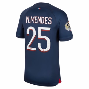 Nike Paris Saint-Germain Nuno Mendes Home Jersey w/ Ligue 1 Champions Patch 23/24 (Midnight Navy)