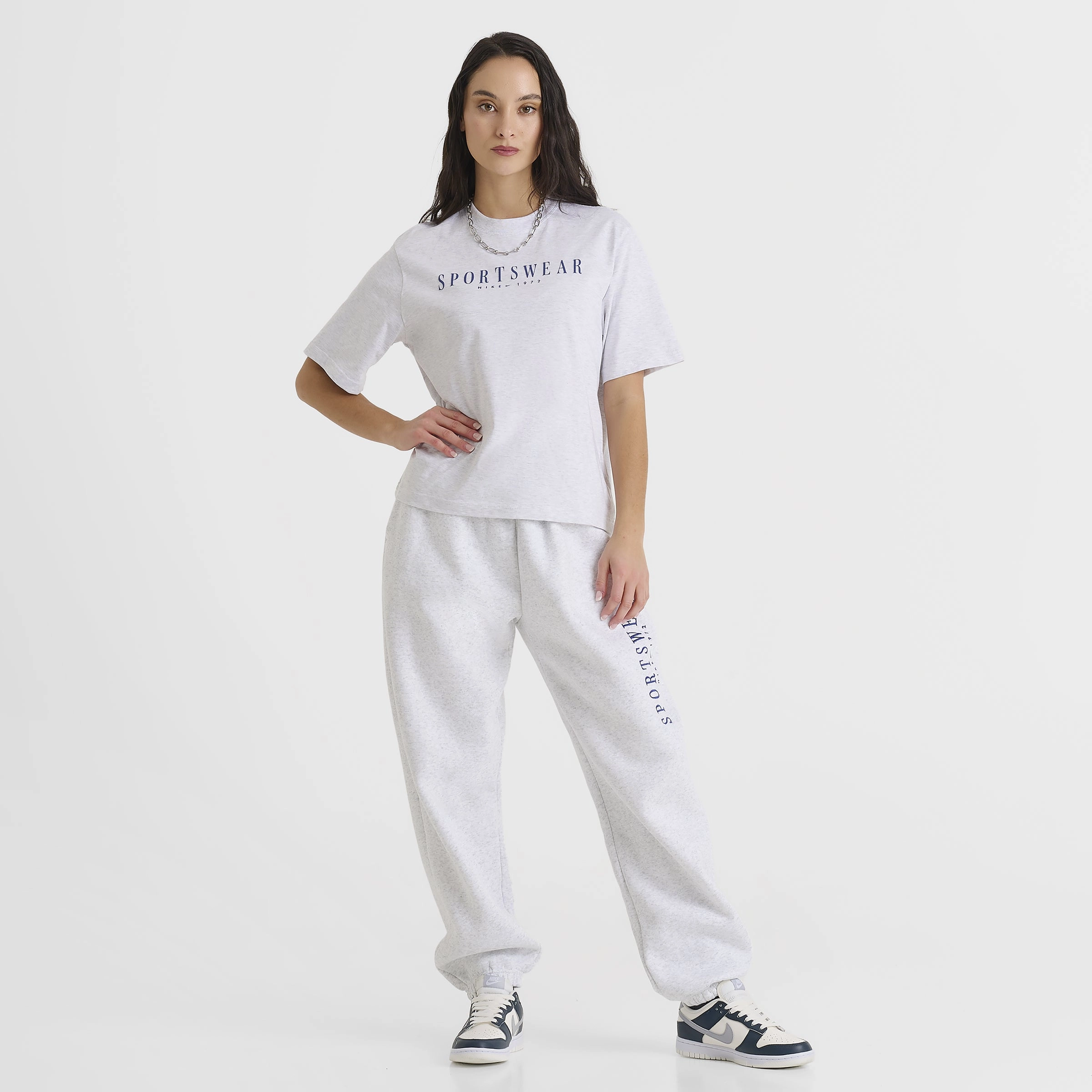 Nike Sportswear Women's Boxy Graphic T-Shirt Birch Heather / Deep Royal Blue