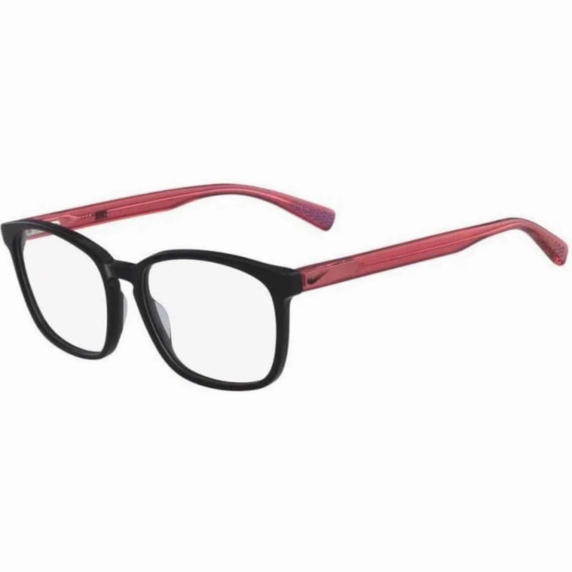 Nike Unisex Eyeglasses - Black Solar Red Plastic Square Frame Demo Lens | NIKE 5016 7