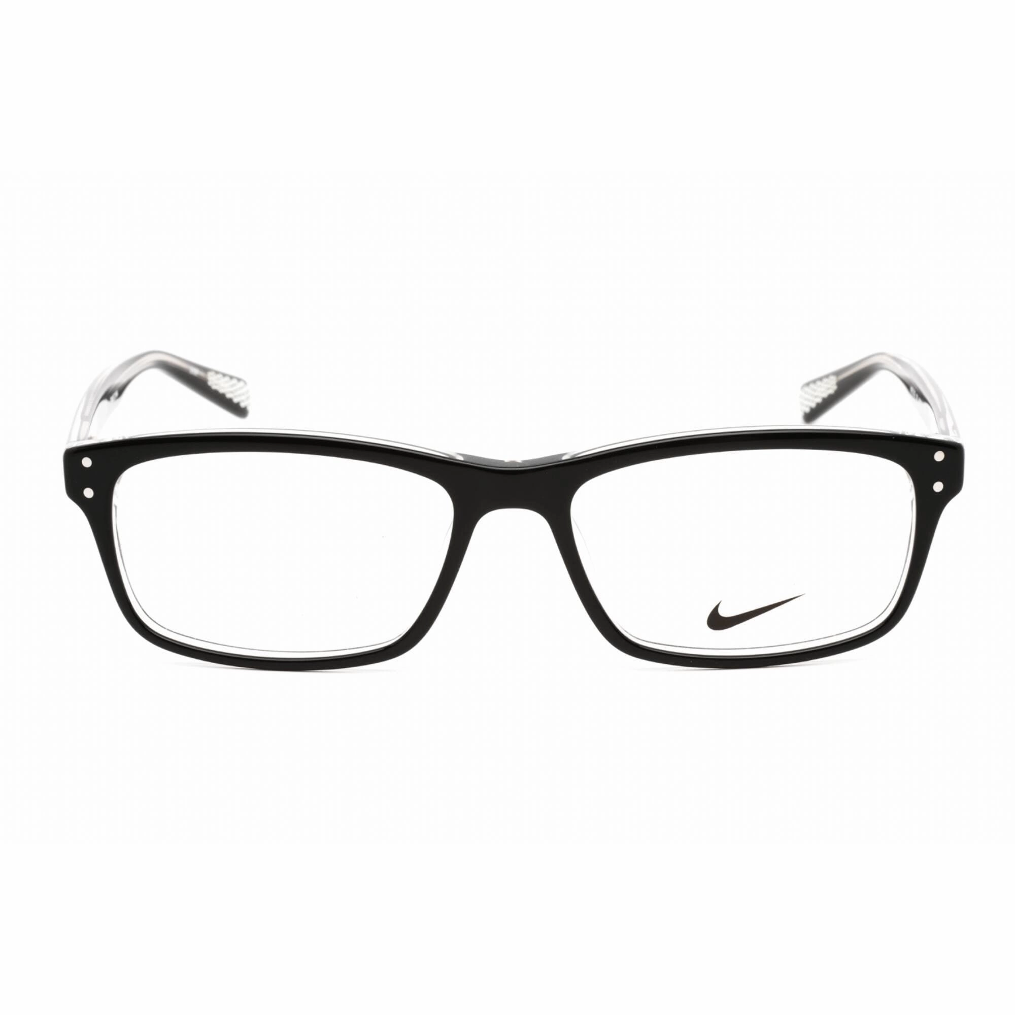 Nike Unisex Eyeglasses - Clear Lens Black Plastic Rectangular Shape Frame | 7242 001