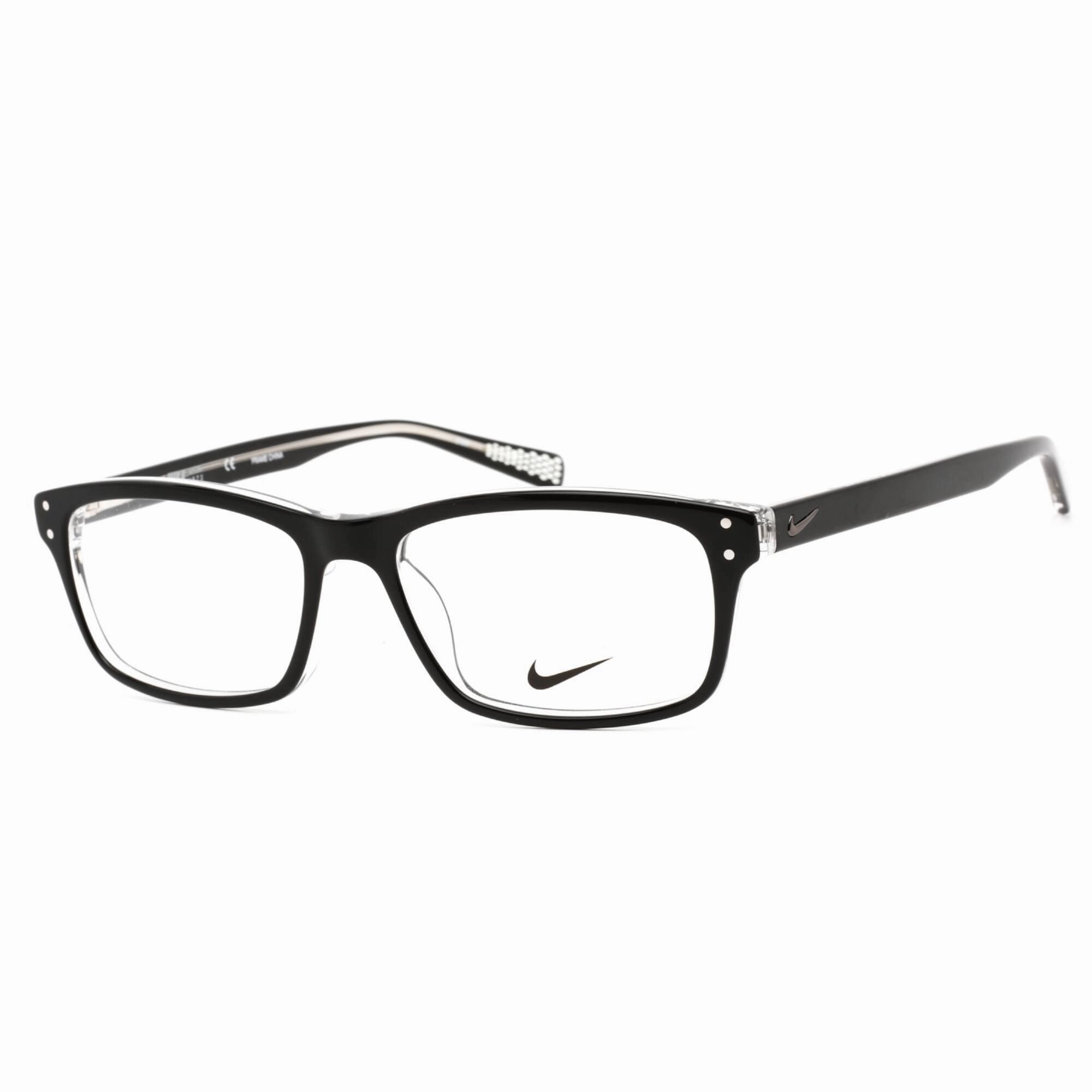 Nike Unisex Eyeglasses - Clear Lens Black Plastic Rectangular Shape Frame | 7242 001