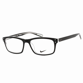Nike Unisex Eyeglasses - Clear Lens Black Plastic Rectangular Shape Frame | 7242 001
