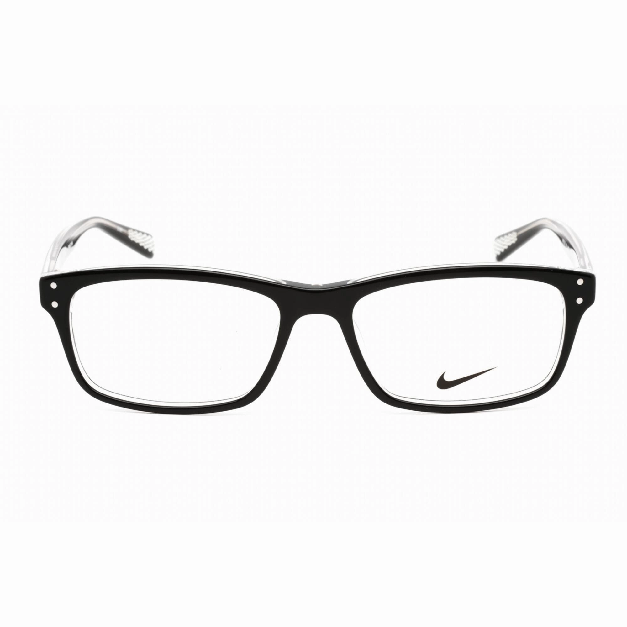 Nike Unisex Eyeglasses - Clear Lens Black Plastic Rectangular Shape Frame | 7242 001