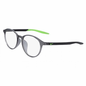 Nike Unisex Eyeglasses - Dark Grey/Electric Green Plastic Round Frame | NIKE 7264AF 63