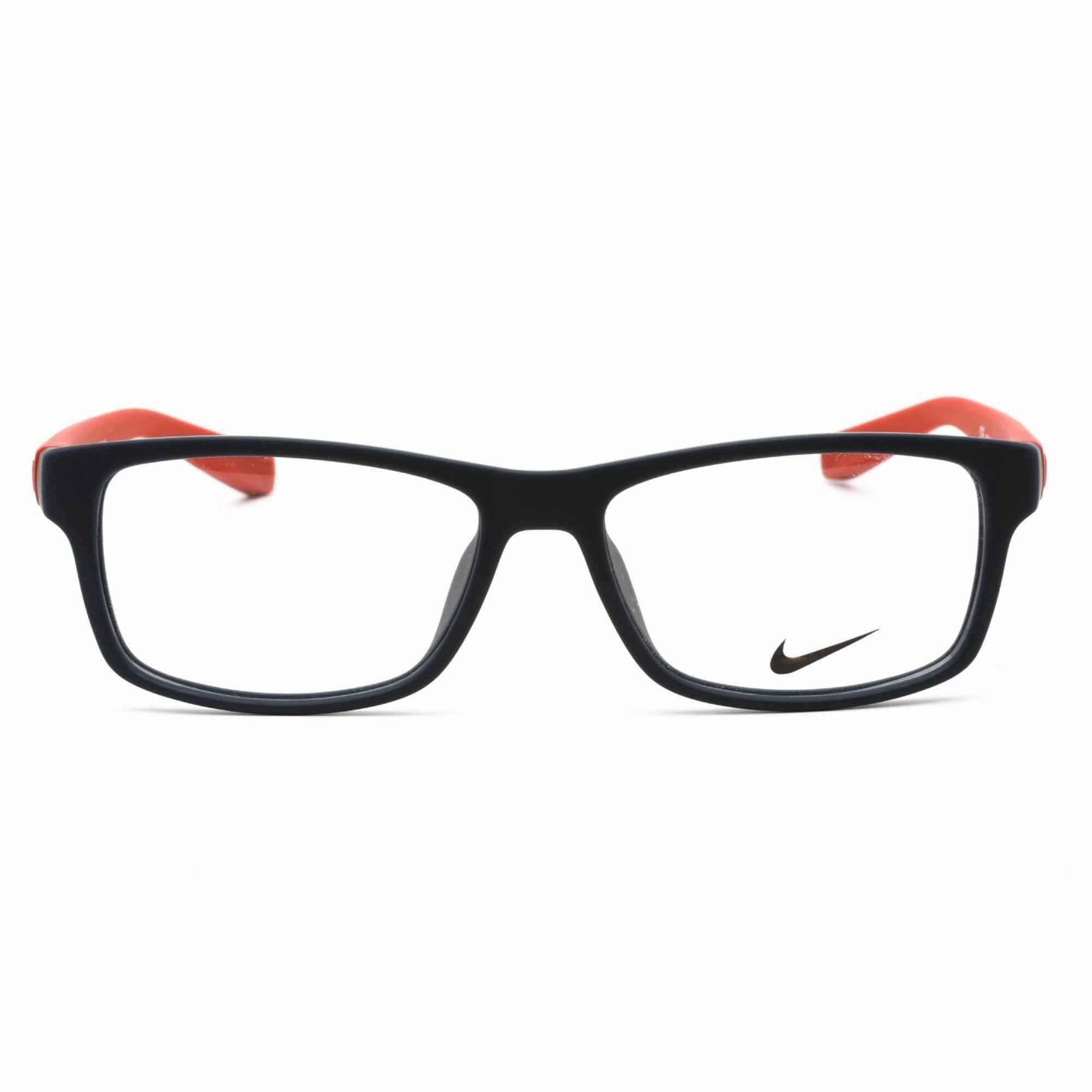 Nike Unisex Eyeglasses - Full Rim Matte Obsidian/Gym Red Plastic Frame | NIKE 7123 404