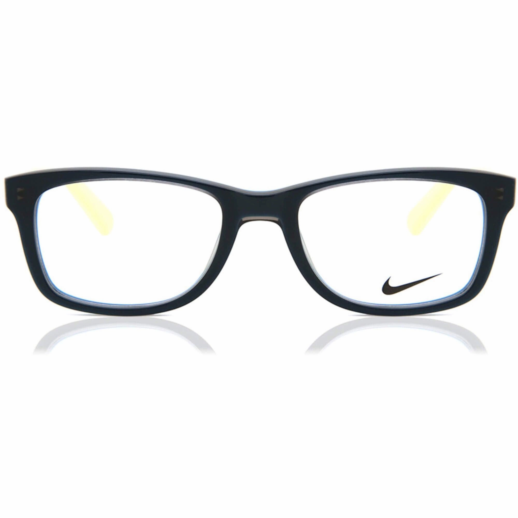 Nike Unisex Eyeglasses - Grey Blue Cyber Green Rectangular Frame | NIKE 5509 85