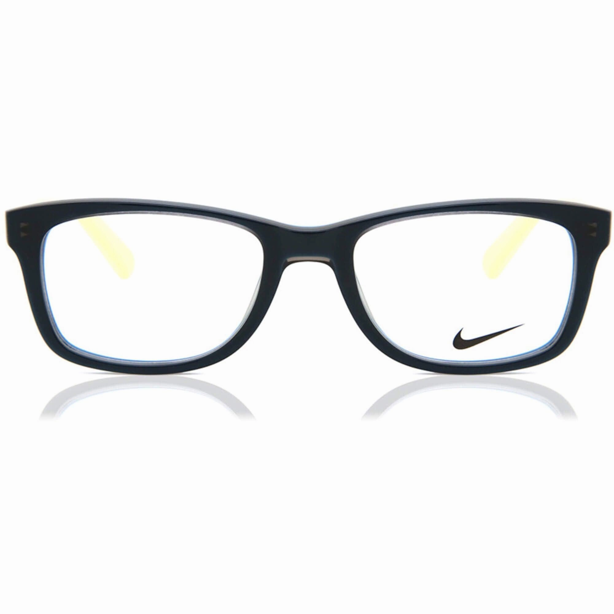 Nike Unisex Eyeglasses - Grey Blue Cyber Green Rectangular Frame | NIKE 5509 85