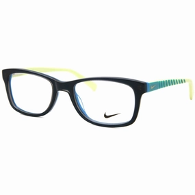 Nike Unisex Eyeglasses - Grey Blue Cyber Green Rectangular Frame | NIKE 5509 85