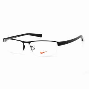 Nike Unisex Eyeglasses - Half Rim Satin Black Rectangular Metal | NIKE 8097 (001)