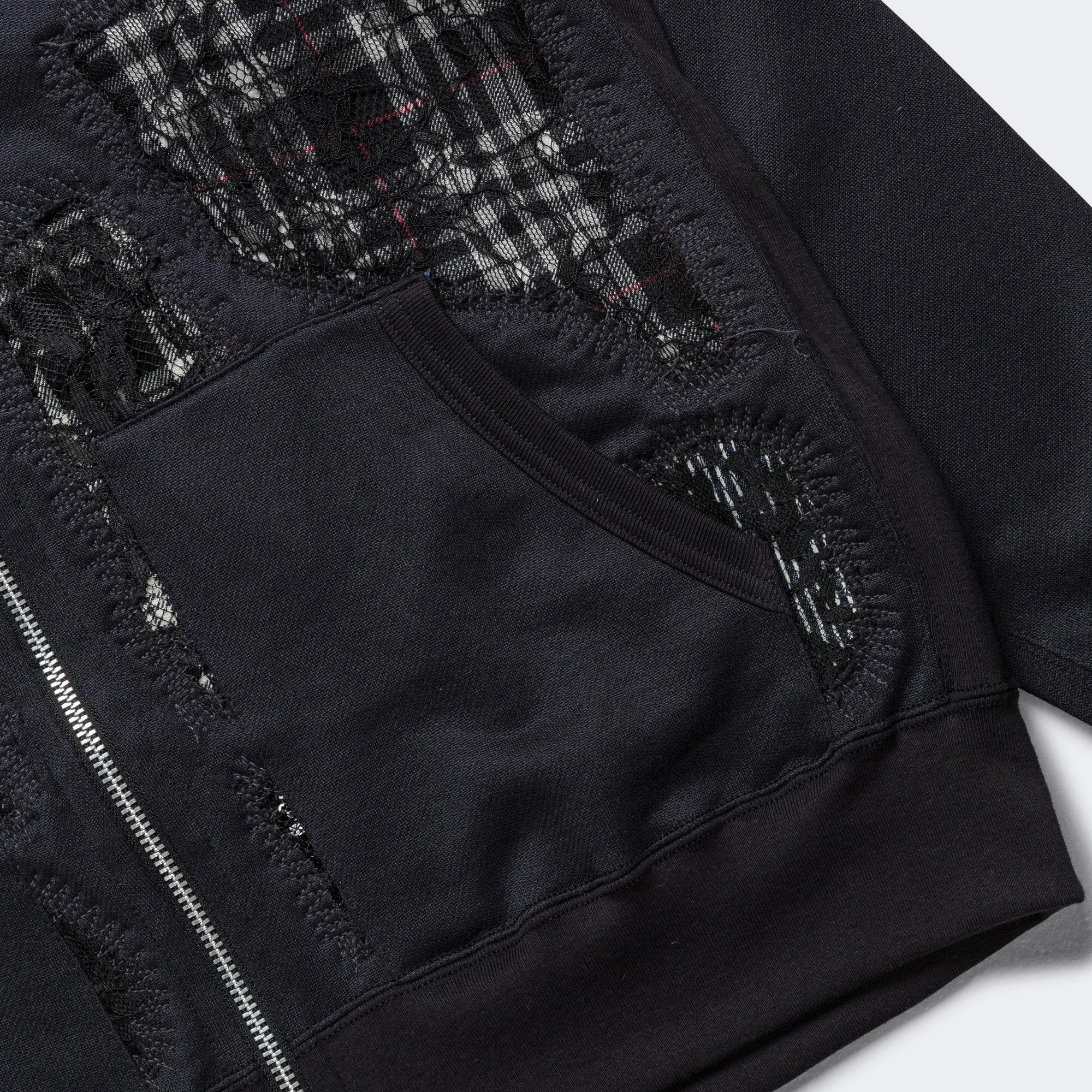 Nylon Cotton French Terry x Multi Fabrics Patchwork Jacket - Grey/Mix