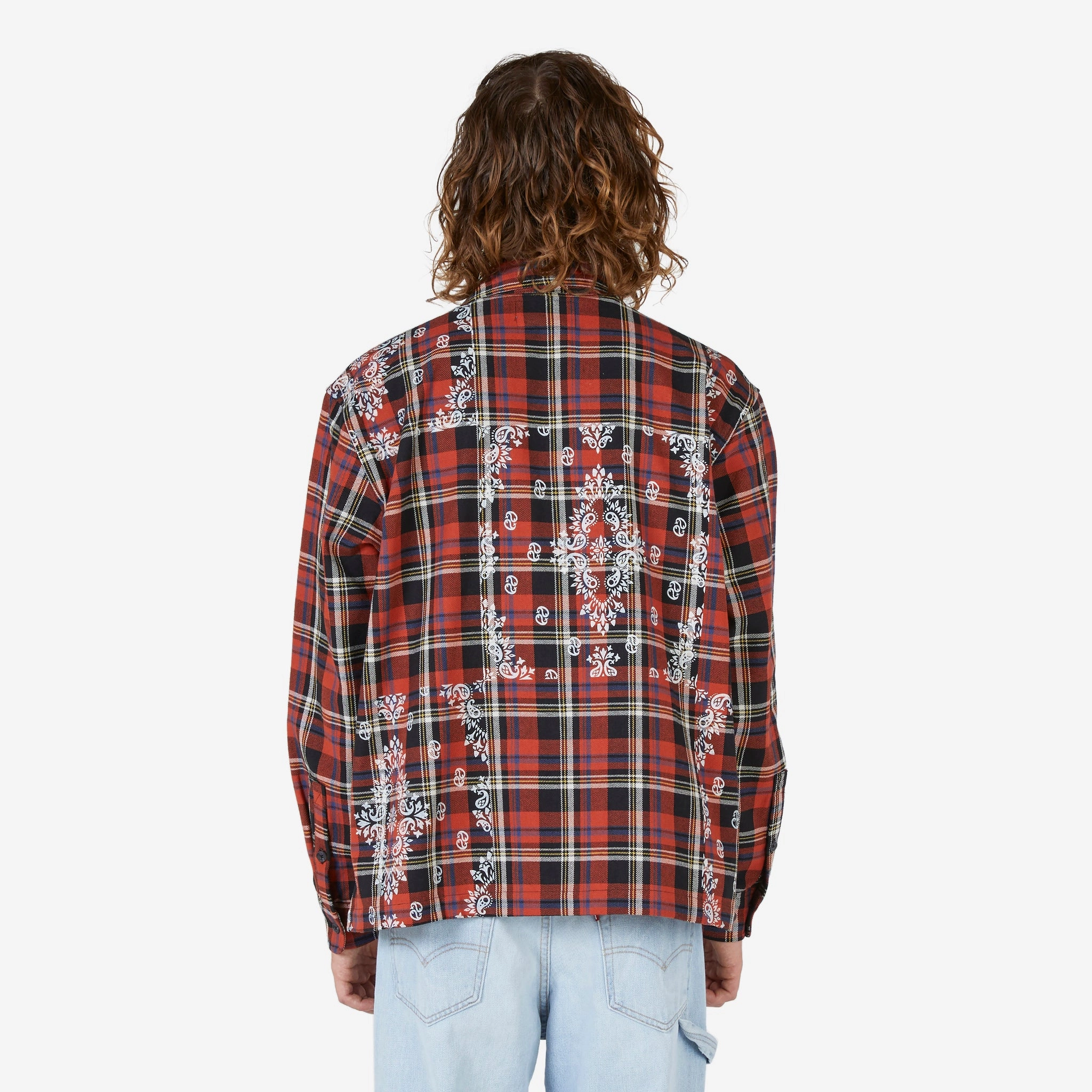 Paisley Printed Flannel Shirt Black