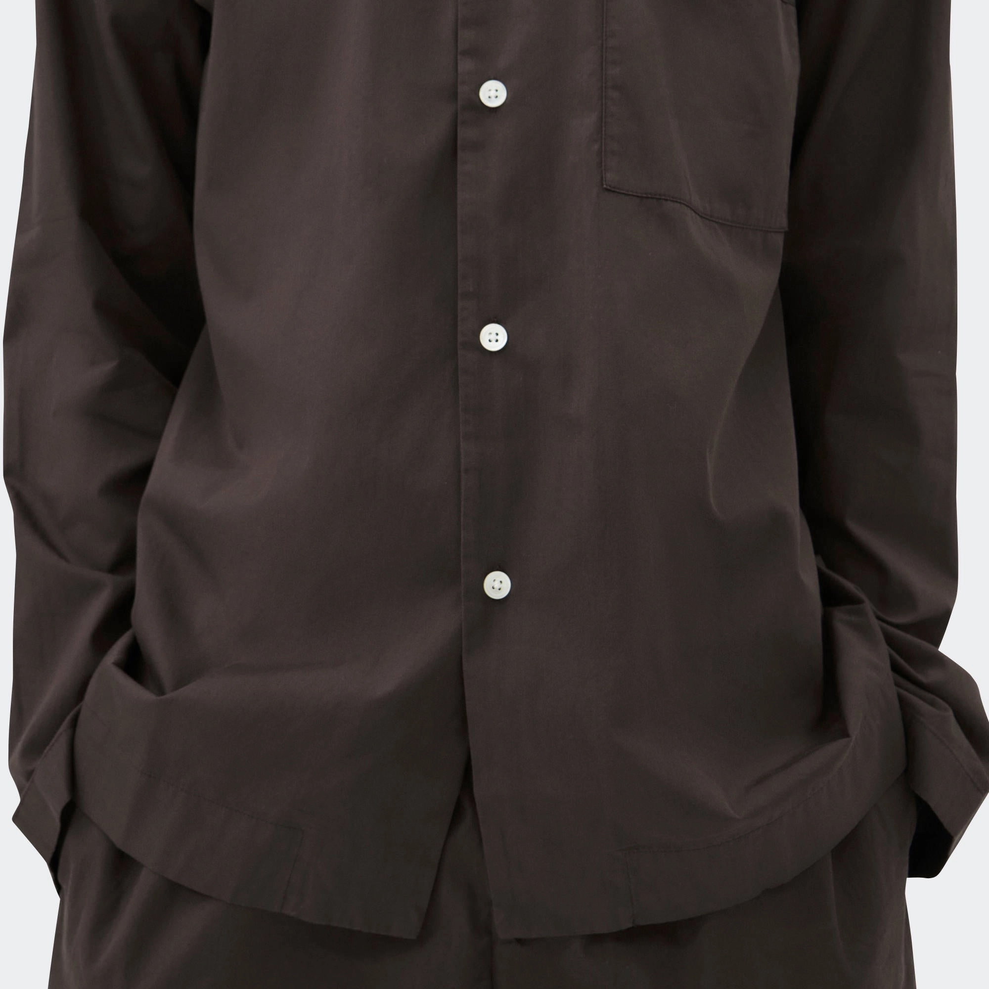 Pyjama Shirt - Coffee Cotton Poplin